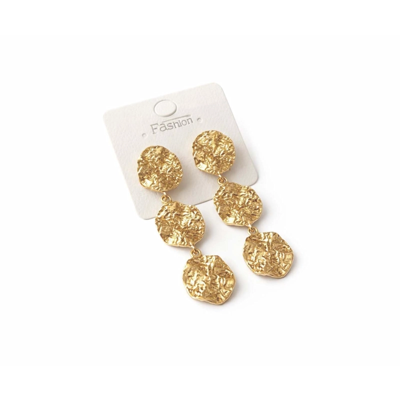 AROS COLGANTES 006 TEXTURIZADOS ARETES LARGOS ELEGANTES MUJER TAMAÑO TALLA UNICA - 1