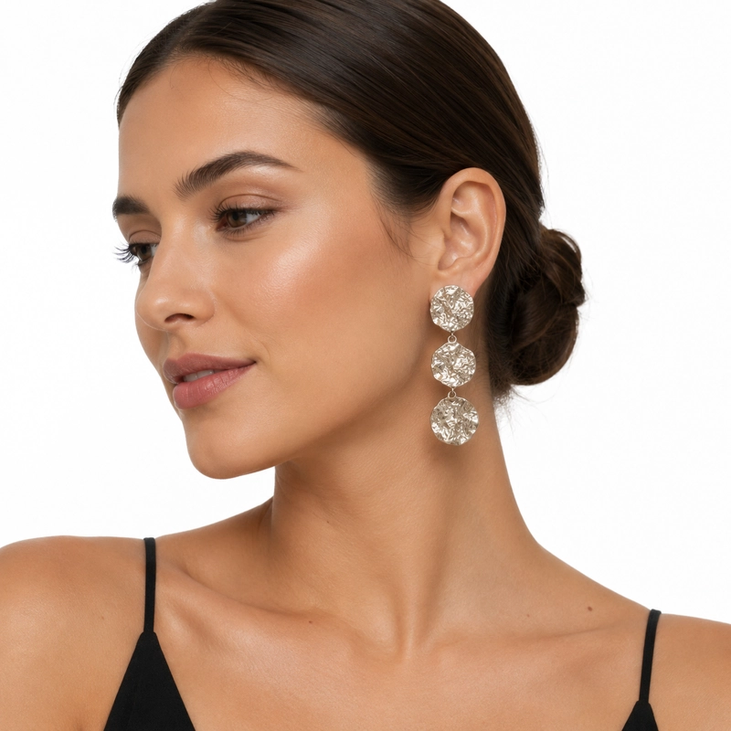 AROS COLGANTES 006 TEXTURIZADOS ARETES LARGOS ELEGANTES MUJER TAMAÑO TALLA UNICA - 2