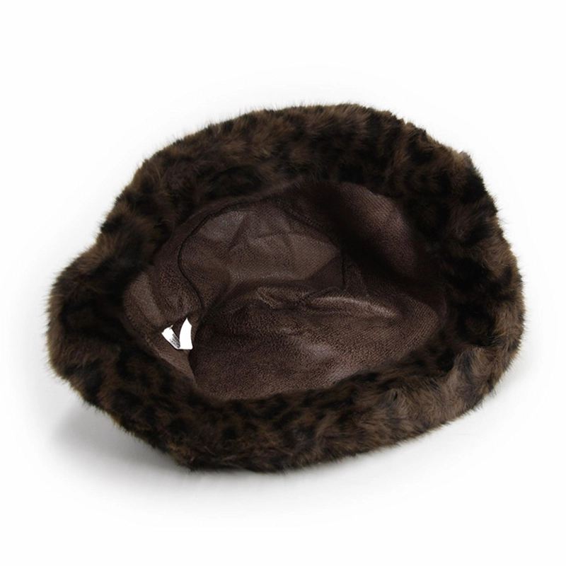 GORRO BUCKET MUJER PELUDO ANIMAL PRINT LEOPARDO INVIERNO SUAVE - 2