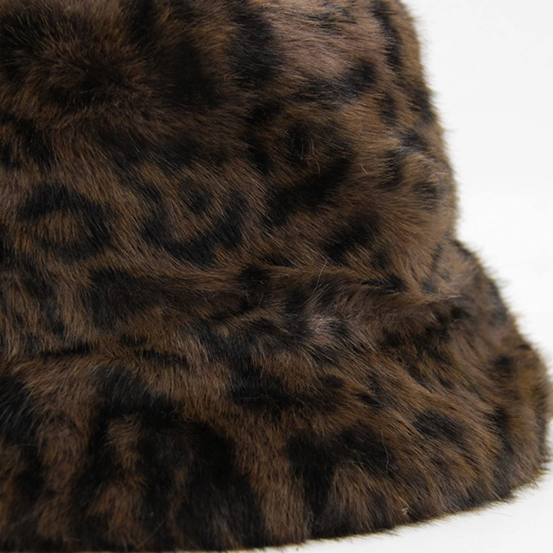 GORRO BUCKET MUJER PELUDO ANIMAL PRINT LEOPARDO INVIERNO SUAVE - 3