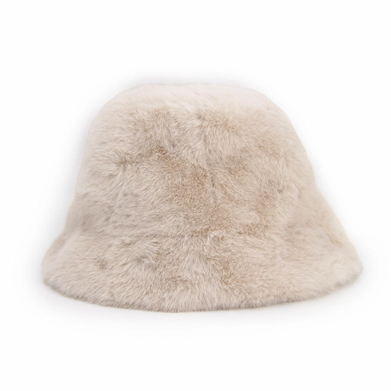 GORRO BUCKET PELUDO LISO MUJER INVIERNO SUAVE ABRIGADO MODA - 1