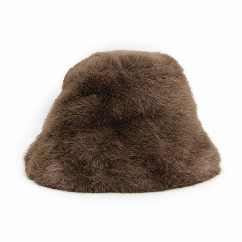 GORRO BUCKET PELUDO LISO MUJER INVIERNO SUAVE ABRIGADO MODA - 1