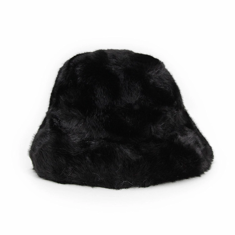 GORRO BUCKET PELUDO LISO MUJER INVIERNO SUAVE ABRIGADO MODA - 1