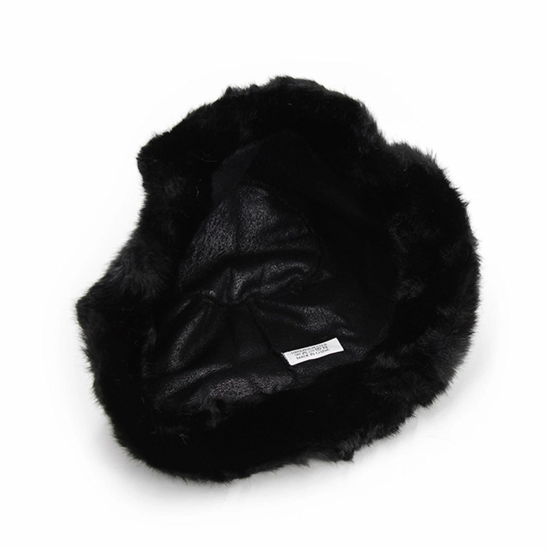 GORRO BUCKET PELUDO LISO MUJER INVIERNO SUAVE ABRIGADO MODA - 4