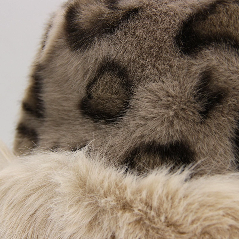 GORRO BUCKET PELUDO ANIMAL PRINT MUJER INVIERNO SUAVE ABRIGADO - 4