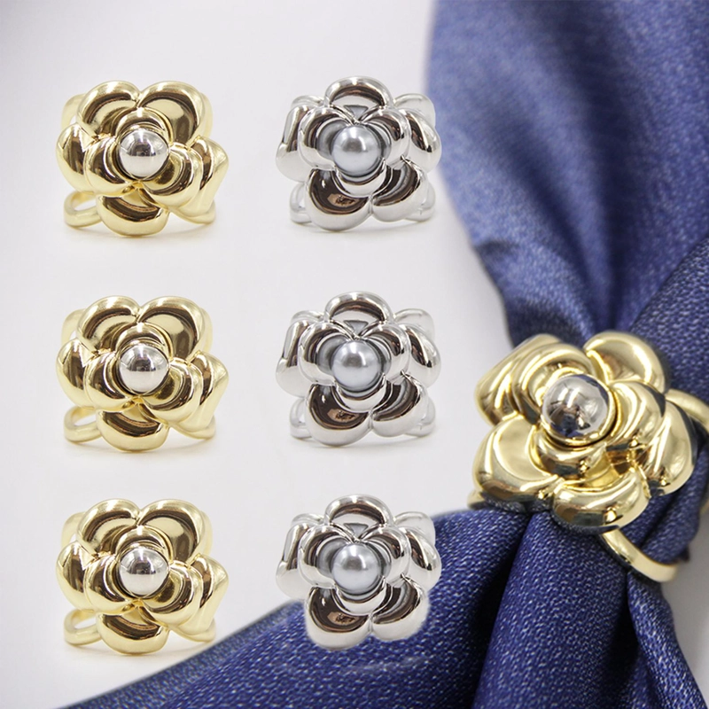 PACK 6UN - PRENDEDOR BROCHE PASA PAÑUELOS FLOR ELEGANTE - 1