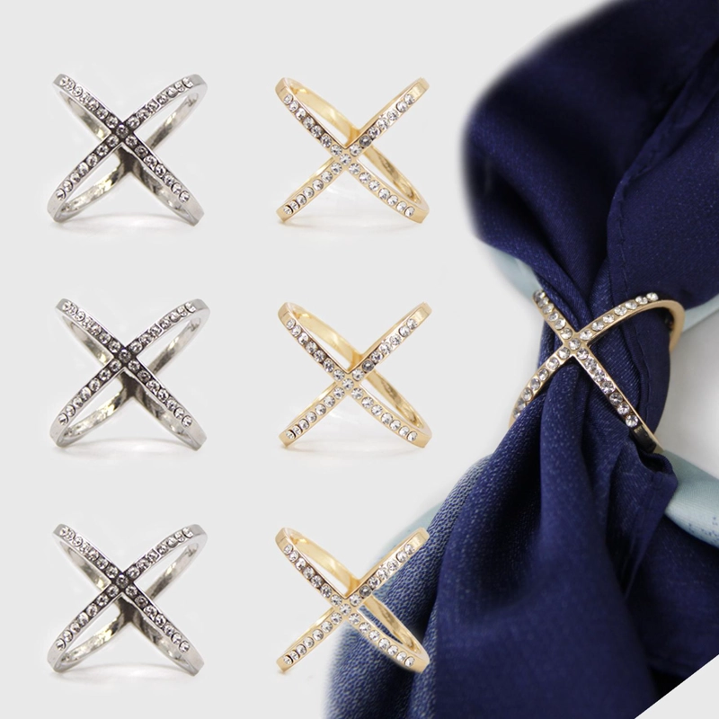PACK 6UN - PRENDEDOR BROCHE PASA PAÑUELOS ARGOLLA CON STRASS - 1