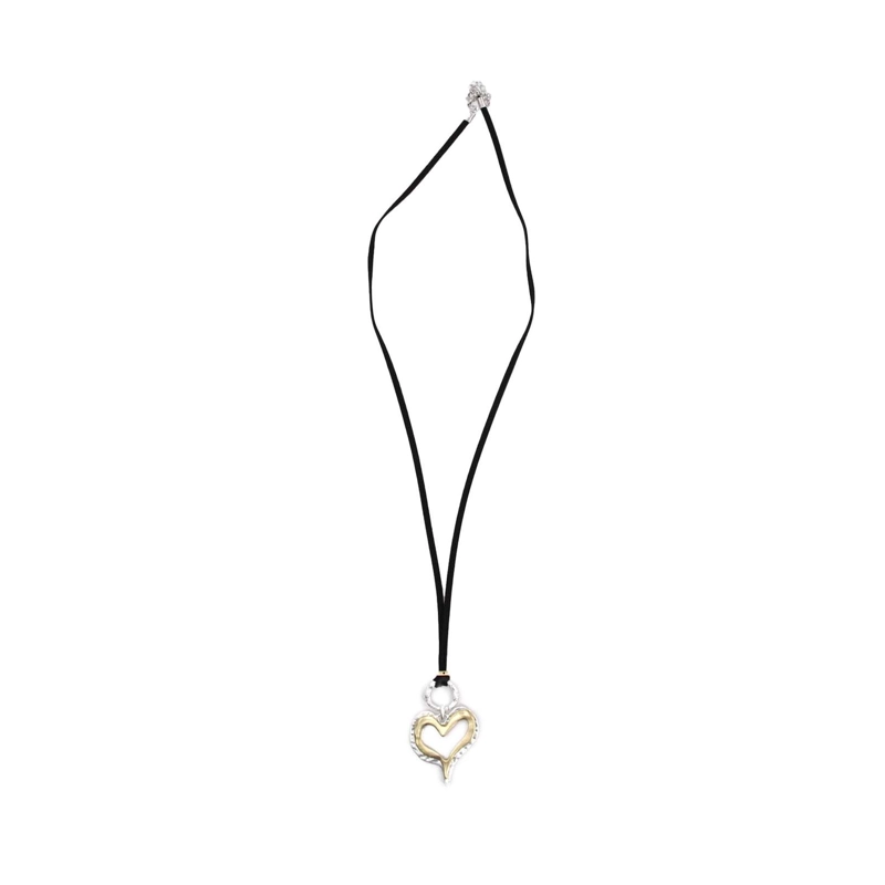 COLLAR LARGO DE GAMUZA CON DIJE CORAZON MUJER BOHO - 43 CM - 5