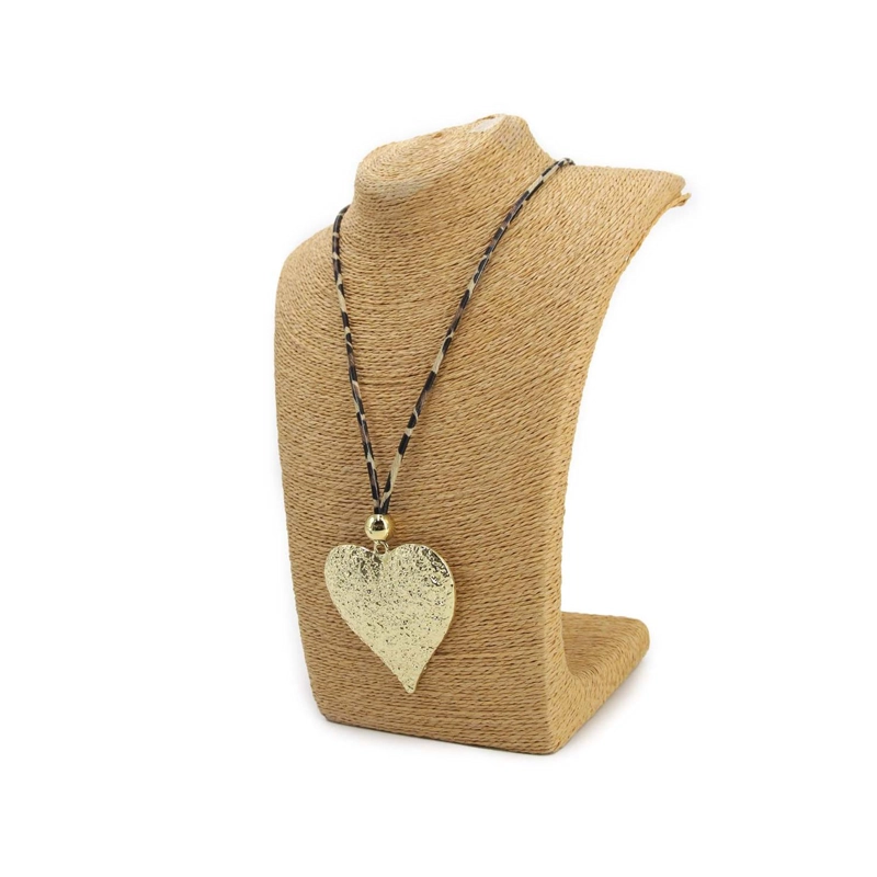 COLLAR LARGO DE GAMUZA ANIMAL PRINT CON DIJE CORAZON - 45 CM - 3