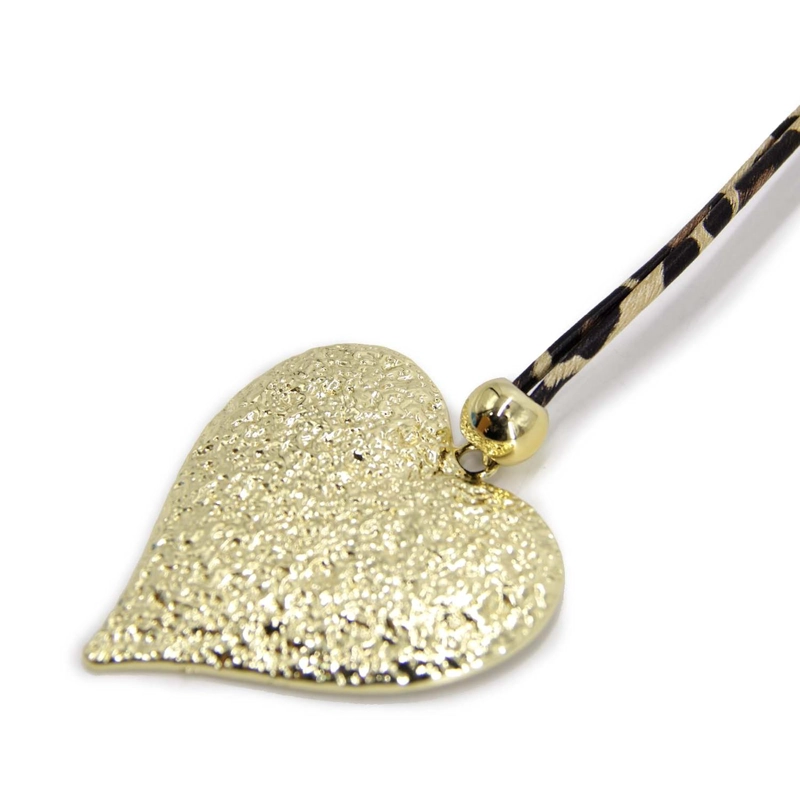 COLLAR LARGO DE GAMUZA ANIMAL PRINT CON DIJE CORAZON - 45 CM - 5