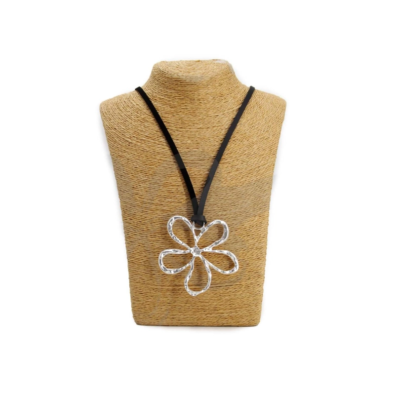 COLLAR LARGO DE GAMUZA FLOR MINIMALISTA MUJER BOHO - 38 CM - 1