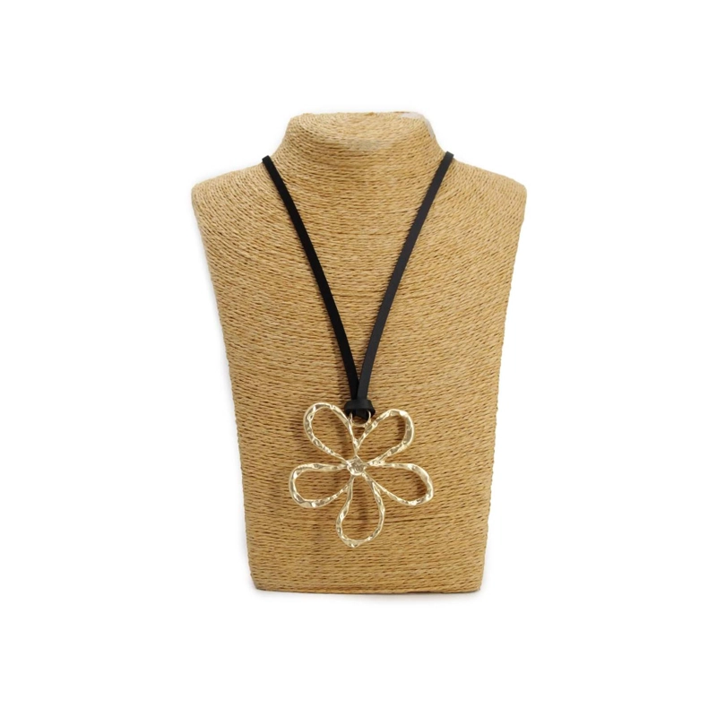 COLLAR LARGO DE GAMUZA FLOR MINIMALISTA MUJER BOHO - 38 CM - 1