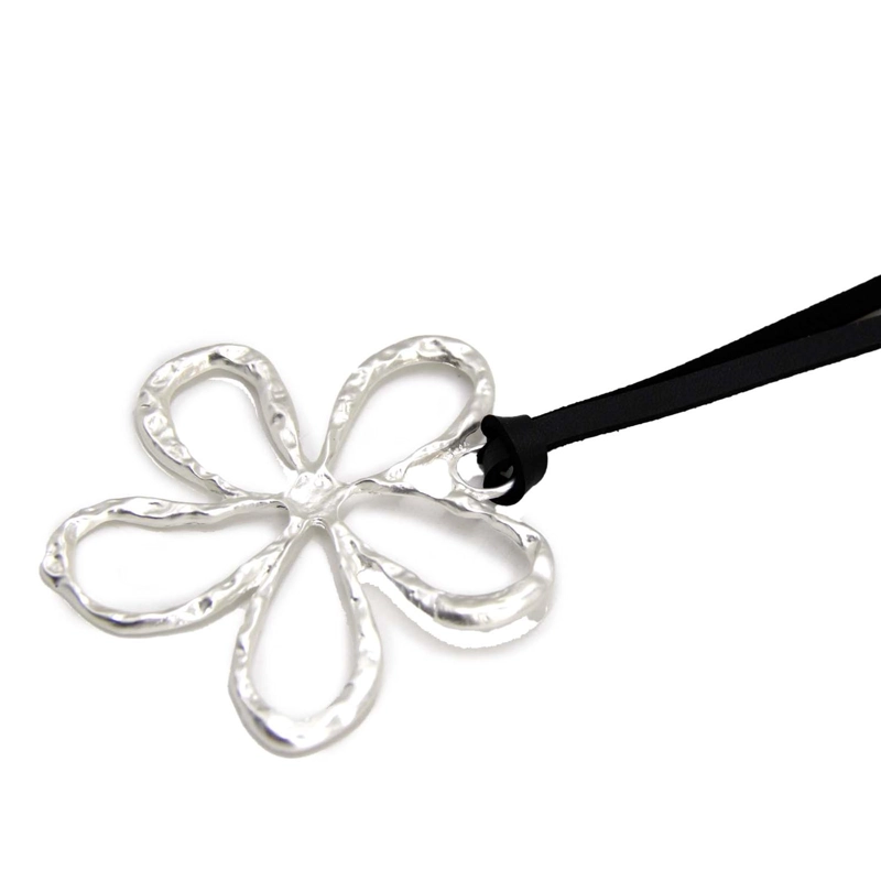 COLLAR LARGO DE GAMUZA FLOR MINIMALISTA MUJER BOHO - 38 CM - 4