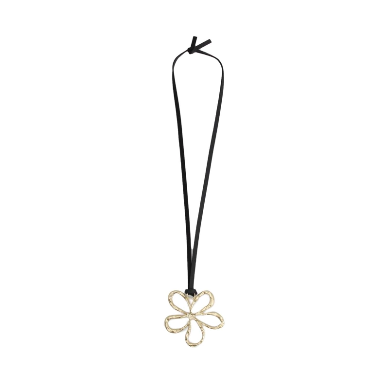 COLLAR LARGO DE GAMUZA FLOR MINIMALISTA MUJER BOHO - 38 CM - 4