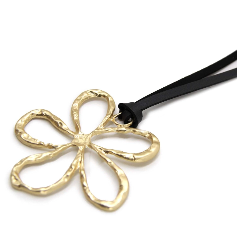 COLLAR LARGO DE GAMUZA FLOR MINIMALISTA MUJER BOHO - 38 CM - 5