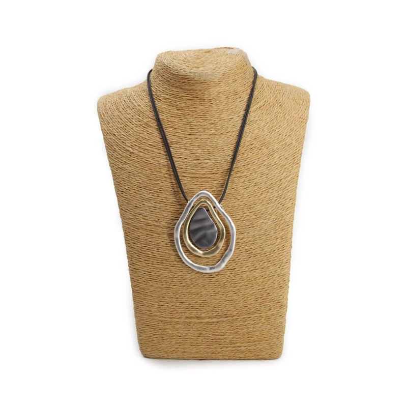 COLLAR GAMUZA LARGO DIJE ABSTRACTO BOHO CHIC MUJER - 25 CM - 1
