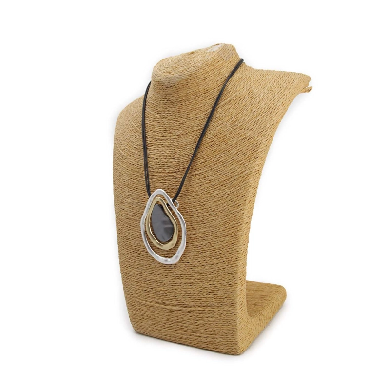 COLLAR GAMUZA LARGO DIJE ABSTRACTO BOHO CHIC MUJER - 25 CM - 3