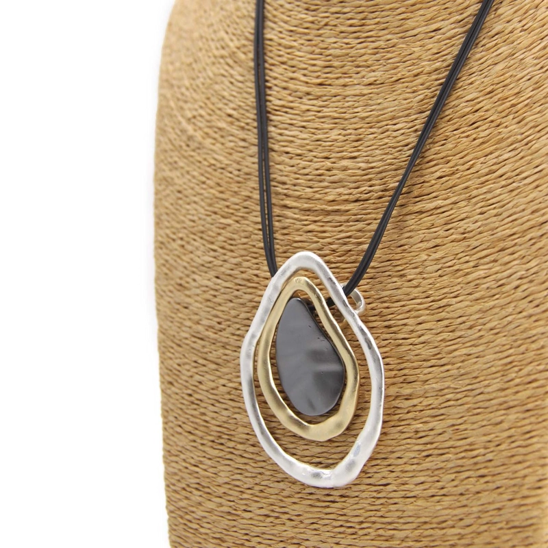 COLLAR GAMUZA LARGO DIJE ABSTRACTO BOHO CHIC MUJER - 25 CM - 4