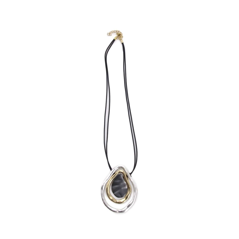 COLLAR GAMUZA LARGO DIJE ABSTRACTO BOHO CHIC MUJER - 25 CM - 6