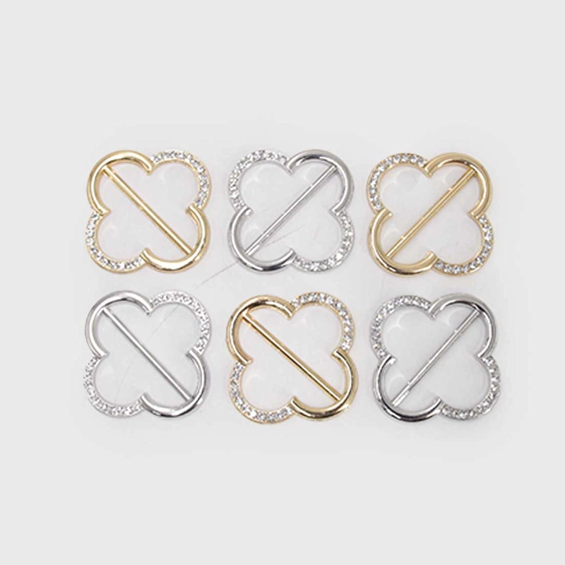 PACK 6UN - PRENDEDOR BROCHE PASA PAÑUELOS FLOR CON STRASS - 5