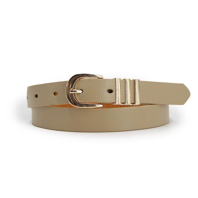 CINTURON MUJER DELGADO HEBILLA E PLATEADA AJUSTABLE MODA - 1
