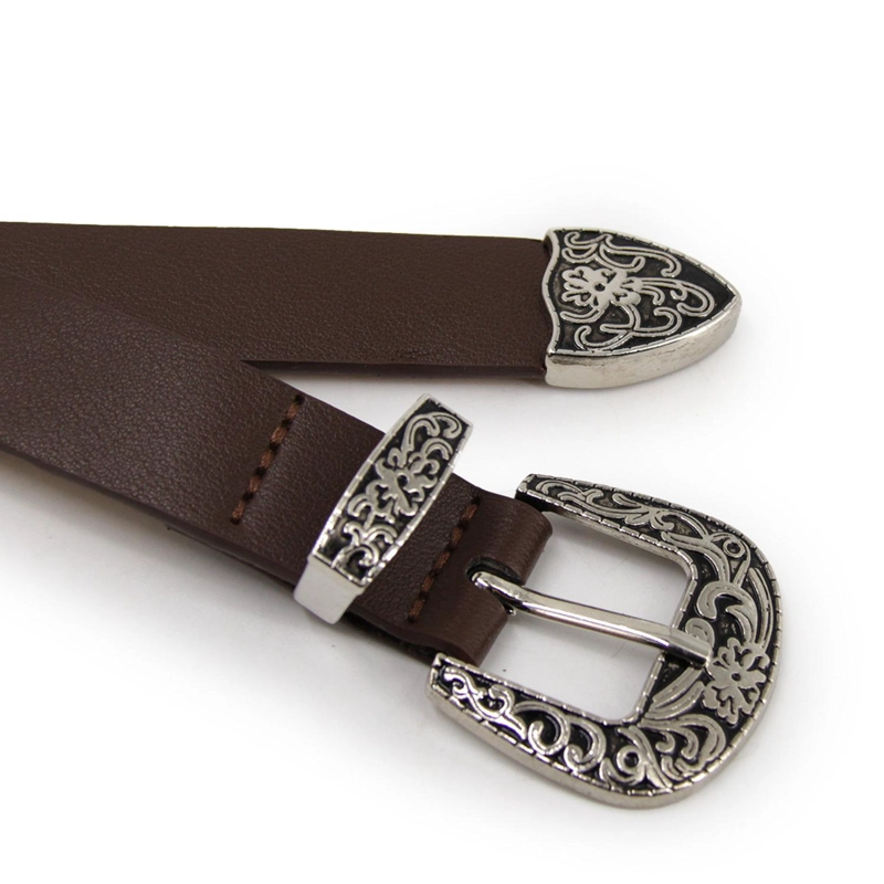 CINTURON MUJER DELGADO HEBILLA VINTAGE PLATEADA MODA - 4