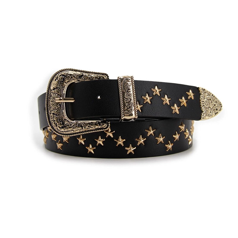 CINTURON HEBILLA VAQUERO WESTERN CON ESTRELLAS UNISEX 110CM - 1