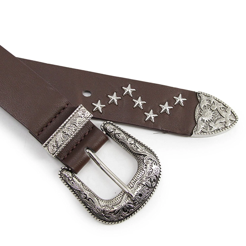 CINTURON HEBILLA VAQUERO WESTERN CON ESTRELLAS UNISEX 110CM - 2