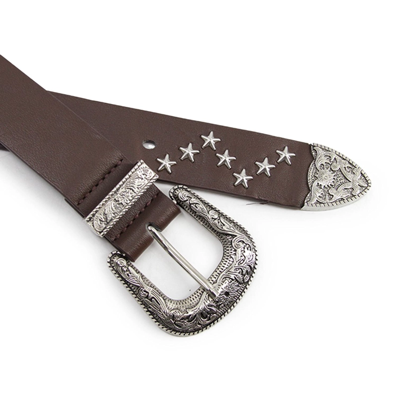 CINTURON HEBILLA VAQUERO WESTERN CON ESTRELLAS UNISEX 110CM - 3