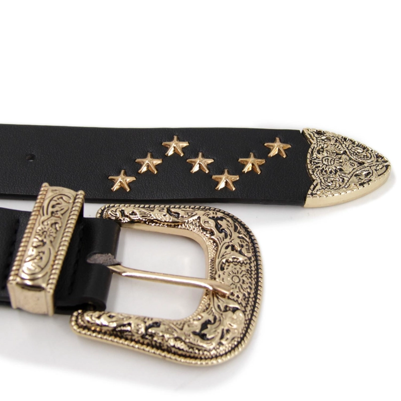 CINTURON HEBILLA VAQUERO WESTERN CON ESTRELLAS UNISEX 110CM - 4