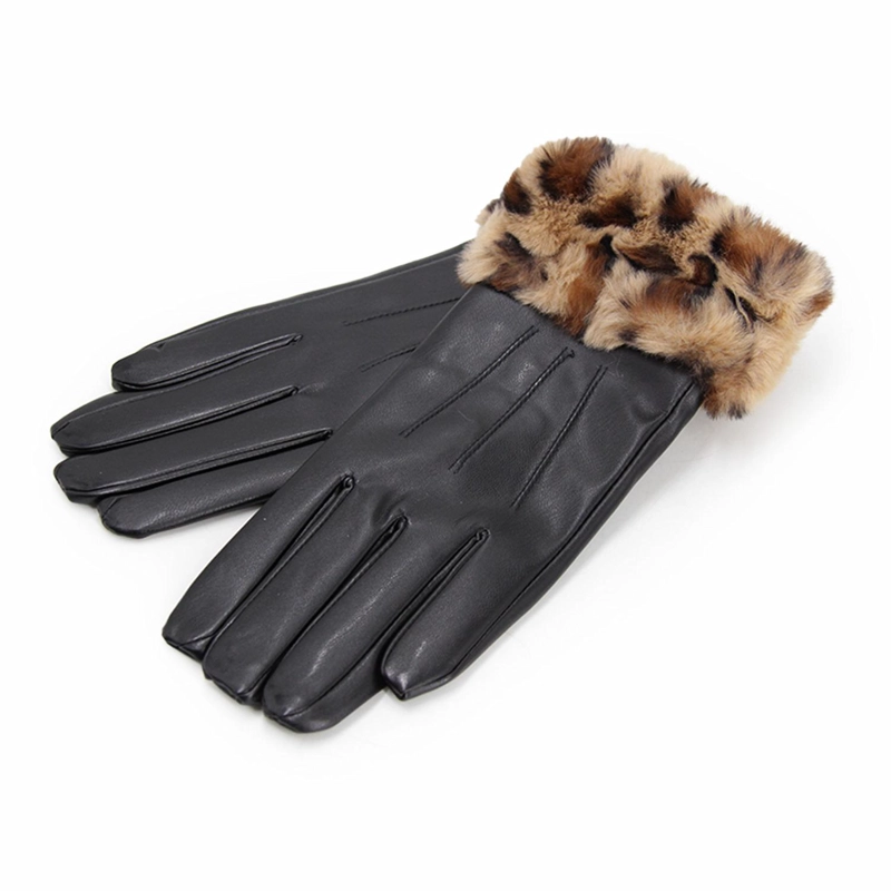 GUANTES MUJER CUERINA ANIMAL PRINT CON PUÑO PELUDO INVIERNO - 2