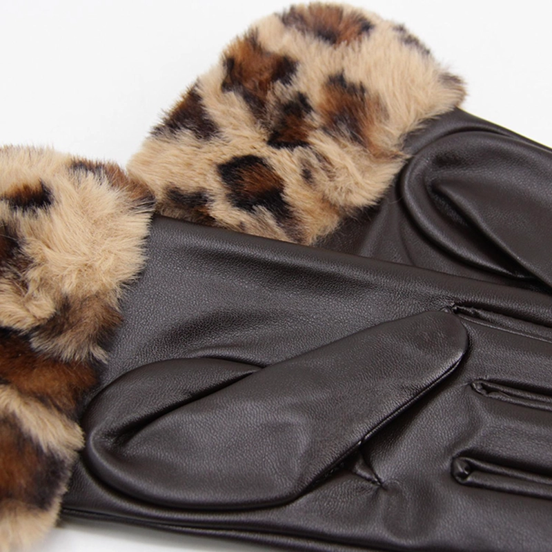 GUANTES MUJER CUERINA ANIMAL PRINT CON PUÑO PELUDO INVIERNO - 2