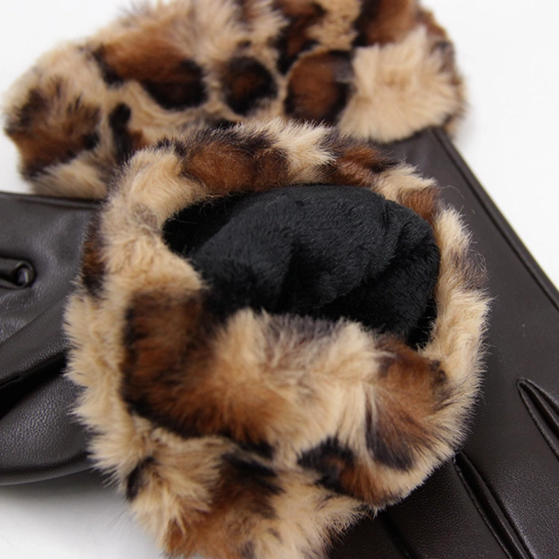 GUANTES MUJER CUERINA ANIMAL PRINT CON PUÑO PELUDO INVIERNO - 3