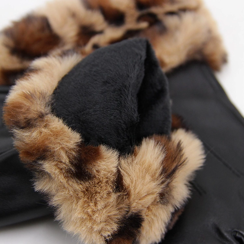 GUANTES MUJER CUERINA ANIMAL PRINT CON PUÑO PELUDO INVIERNO - 4
