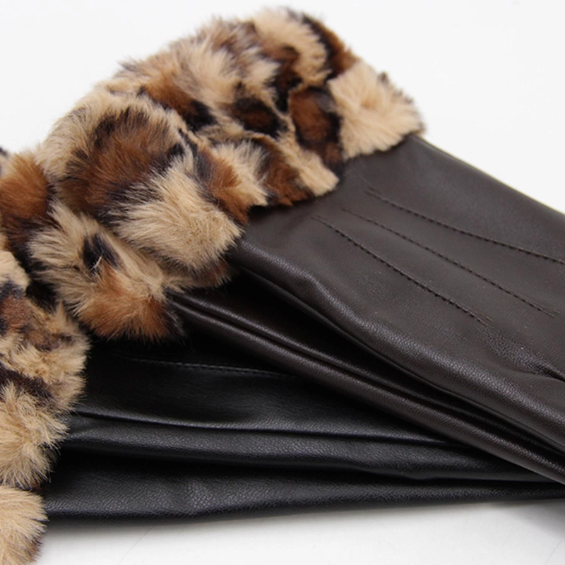 GUANTES MUJER CUERINA ANIMAL PRINT CON PUÑO PELUDO INVIERNO - 4