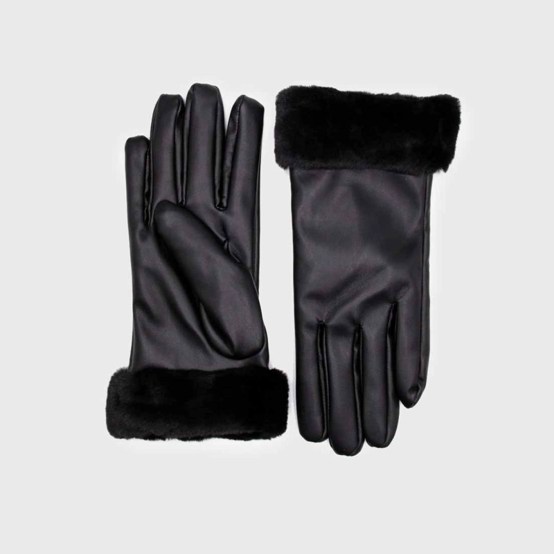 GUANTES MUJER CUERINA CON PUÑO PELUDO SUAVES ABRIGADOS INVIERNO - 1