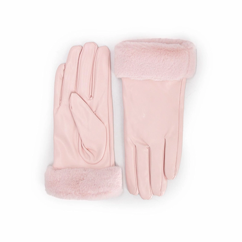 GUANTES MUJER CUERINA CON PUÑO PELUDO SUAVES ABRIGADOS INVIERNO - 1