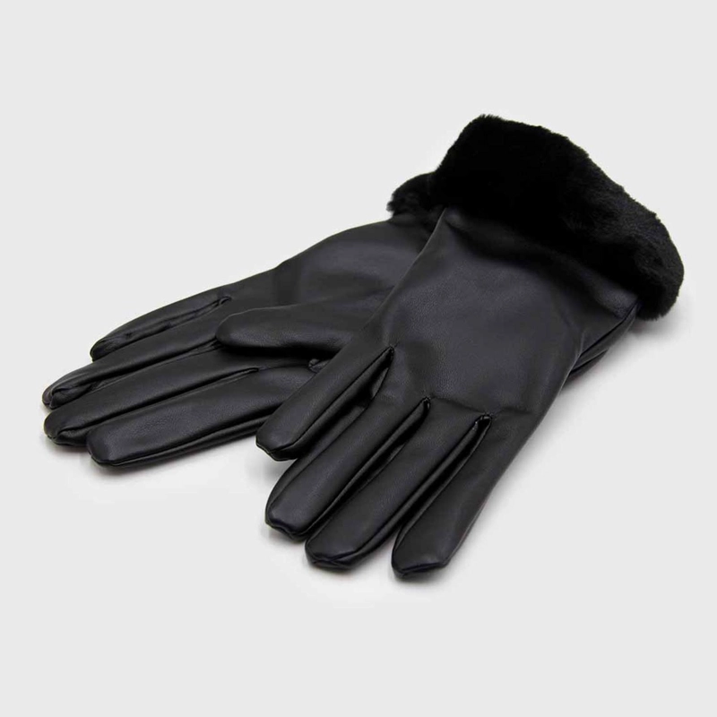 GUANTES MUJER CUERINA CON PUÑO PELUDO SUAVES ABRIGADOS INVIERNO - 2