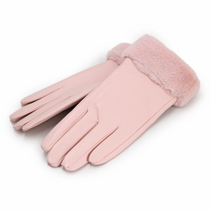 GUANTES MUJER CUERINA CON PUÑO PELUDO SUAVES ABRIGADOS INVIERNO - 2