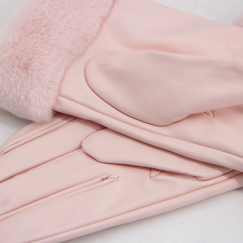 GUANTES MUJER CUERINA CON PUÑO PELUDO SUAVES ABRIGADOS INVIERNO - 3