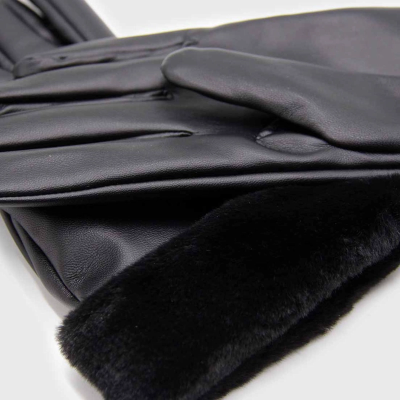 GUANTES MUJER CUERINA CON PUÑO PELUDO SUAVES ABRIGADOS INVIERNO - 4