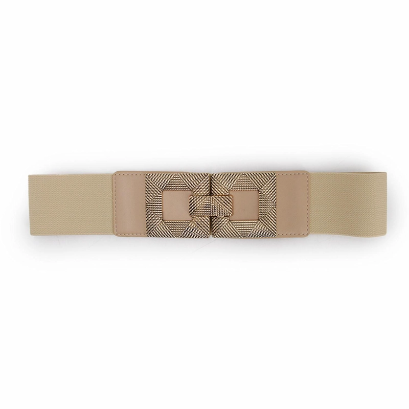 CINTURON MUJER ELASTICADO ANCHO HEBILLA GEOME TRICA - 1