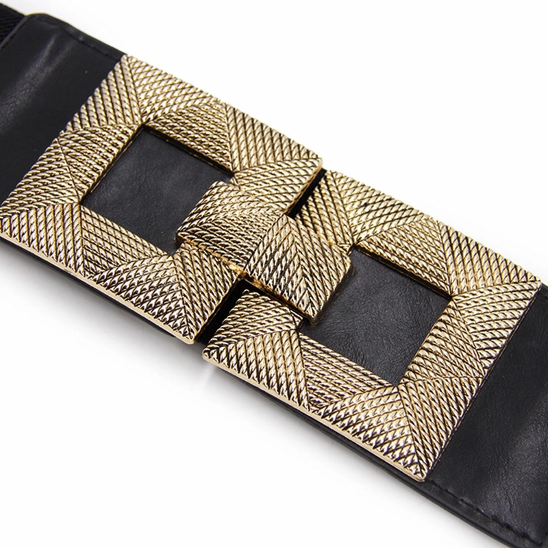 CINTURON MUJER ELASTICADO ANCHO HEBILLA GEOME TRICA - 3
