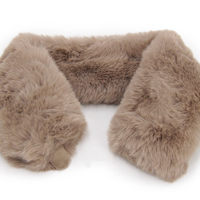 CUELLO FUR CON IMAN MUJER SUAVE ABRIGADO INVIERNO ELEGANTE - 3