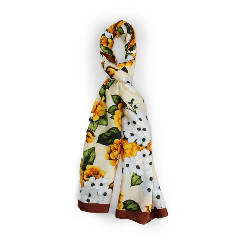 PAÑUELO LARGO TIPO SEDA DE 90X180CM FLOREADO ELEGANTE MUJER - 1