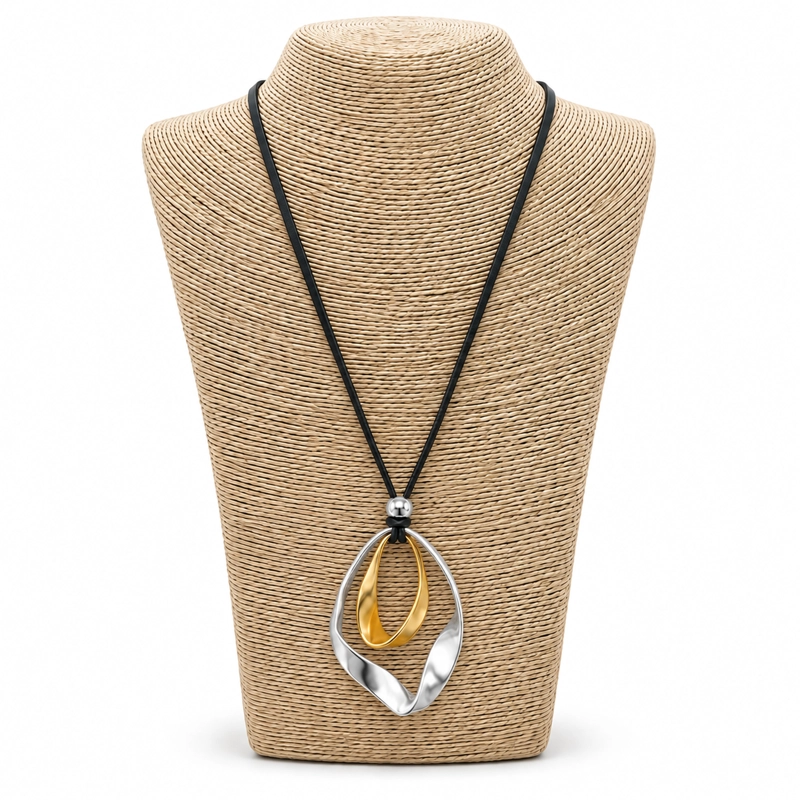 COLLAR LARGO CON DIJE ABSTRACTO PLATEADO 36 CM MUJER - 2