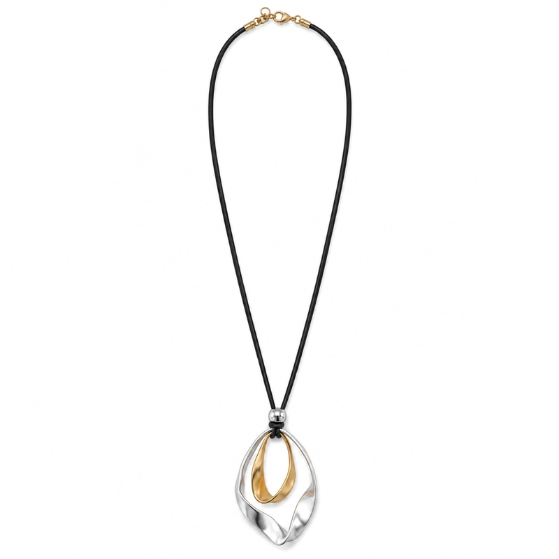 COLLAR LARGO CON DIJE ABSTRACTO PLATEADO 36 CM MUJER - 3