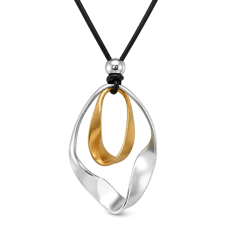 COLLAR LARGO CON DIJE ABSTRACTO PLATEADO 36 CM MUJER - 4