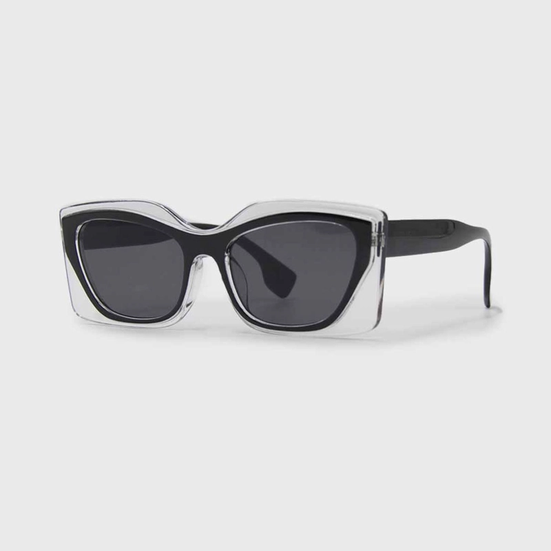 LENTES DE SOL MUJER MARCO TRANSPARENTE NEGRO RECTANGULAR MODA - 2