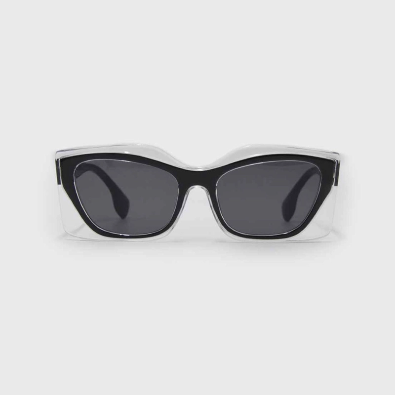 LENTES DE SOL MUJER MARCO TRANSPARENTE NEGRO RECTANGULAR MODA - 3